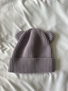 🌶️ 5 for $20: Kids Knit Bear-Ear Beanie Hat - Lavender